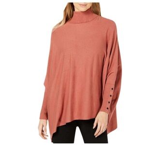 ALFANI pink oversized poncho turtleneck sweater women’s size large
